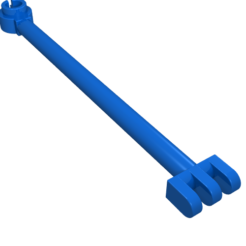 Lego Hinge Bar 8L with 3 Fingers and Open End Stud / Blue