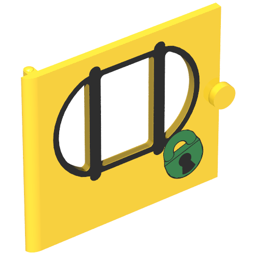 Lego Fabuland, Door with Oval Pane in 3 Sections with Police Lock Print