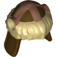 Lego Helmet Barbarian with Tan Fur and Copper Markings Pattern / Dark Brown