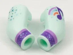 Arm, (Matching Left and Right) Pair with Metallic Light Blue Sparkles, Music Note and Dark Purple Cuff Pattern / Light Aqua