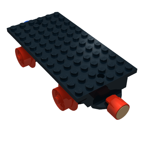 Lego Train Base 6 x 12 Type 1 with Wheels and Magnets [Complete Assembly] / Black