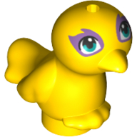 Lego Animal, Bird, Feet Joined, Dark Turquoise Eyes, Medium Lavender Eye Shadow Print / Yellow