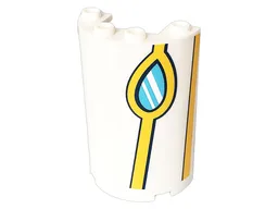 Cylinder Half 2 x 4 x 5 with 1 x 2 Cutout with Bright Light Orange Stripes and Medium Azure Window Pattern Model Right Side (Sticker) - Set 41232