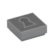 Tile 1 x 1 with Keyhole Print / Light Bluish Gray