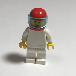 Man, Plain White, Red Helmet with Visor