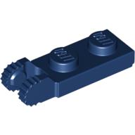 Lego Hinge Plate 1 x 2 Locking with 2 Fingers On End, with Groove, 9 Teeth / Dark Blue
