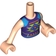 Lego Minidoll Torso Girl with Dark Purple Shirt with Lime, Medium Blue and Pink Shapes / Light Nougat