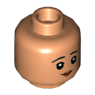 Lego Minifig Head Cho Chang, Dark Orange Lips, Smile / Worried Print / Nougat