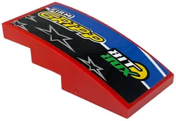 Slope, Curved 4 x 2 with 'BIT BOX', 'FIRM GRIPP' and 4 Stars on Black, Blue and White Stripes Pattern Model Right Side (Sticker) - Set 42153