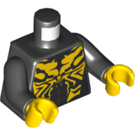 Lego Torso Bare Chest, Muscles, Yellow Tribal Markings Print (Savage Opress), Black Arms, Yellow Hands / Black