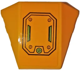 Wedge 4 x 3 Triple Curved No Studs with Black Octagonal Hatch and Lime Screw and Vents Pattern (Sticker) - Set 76059