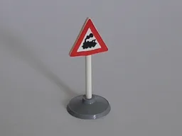 Road Sign Old Triangle with Train Engine Print & Type 1 Base