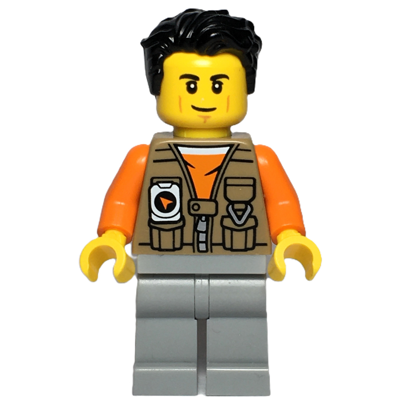 Lego Explorer, Dark Tan Jacket, Light Bluish Grey Legs