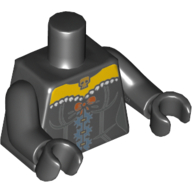 Lego Torso Corset with Orange Bow and Gold Skull Necklace Print, Black Arms and Hands / Black