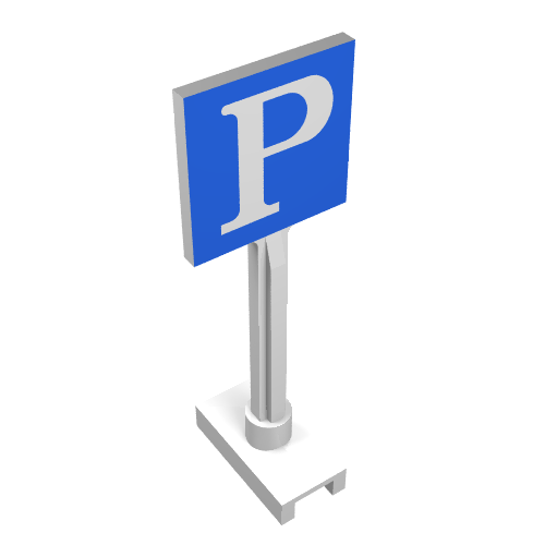 Lego Road Sign Square with Parking Print / White