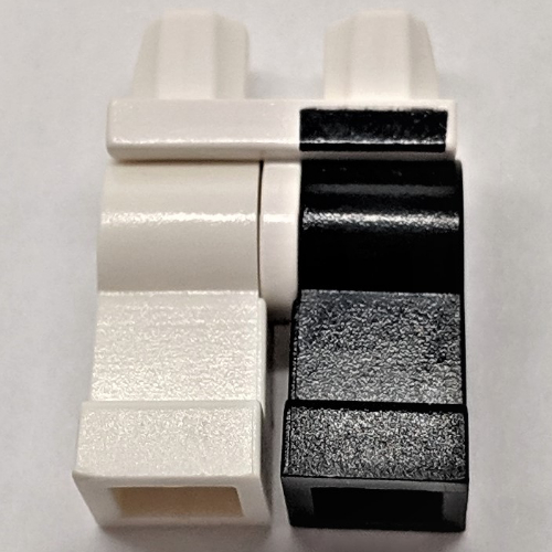Lego Hips and Black Left Leg, White Right Leg with Black Bar Above Left Leg Print (Two-Face) / White