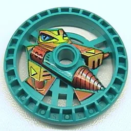 Technic Disc 5 x 5 Notched, Driller Print / Dark Turquoise