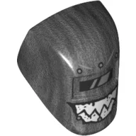 Headwear Accessory Welding Mask with Visor, Silver Reflection, Grin with Sharp Teeth Print / Pearl Titanium