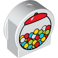 Lego Duplo Brick 1 x 3 x 2 Round Top, Cut Away Sides with Gumball Machine Print