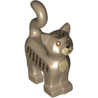 Lego Animal, Cat, Standing New Style with Tan Chest, Dark Brown Stripes and Whiskers print / Dark Tan