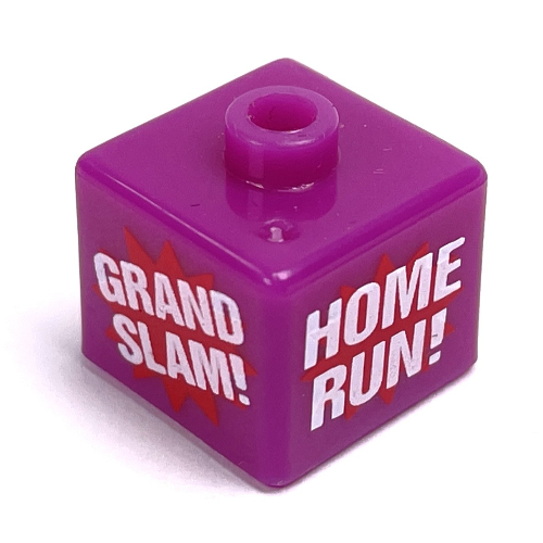Lego Pen Bead, Square with 'GRAND SLAM', 'HOME RUN' Print / Purple