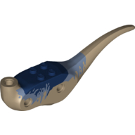 Lego Animal Body Part, Dinosaur, Raptor Body with Dark Blue Top and Sand Blue Stripes / Dark Tan