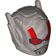 Lego Helmet with Antennae and Headphones and Red Stripes, Dark Red Visor Print (Ant-Man) / Flat Silver