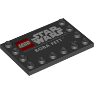 Lego Plate Special 4 x 6 with Studs on 3 Edges with 'LEGO STAR WARS BOBA FETT' print