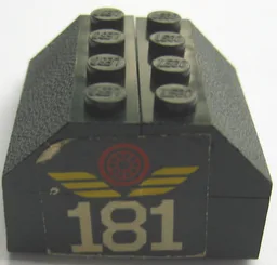 Stickered Assembly 4 x 4 x 2 with White '181' and Red Train Wheel Pattern (Sticker) - Set 181