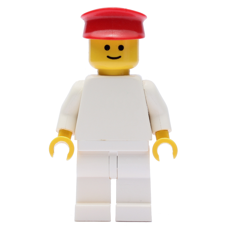 Lego Man - White Torso, White Legs, Red Hat