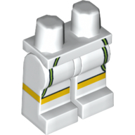 Lego Hips and White Legs with White Tennis Shorts with Lime Lines, Yellow Knees Print / White