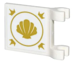 Flag 2 x 2 Square with Flared Edge with Gold Seashell, Circle, and Crowns Pattern on Both Sides (Stickers) - Set 43205