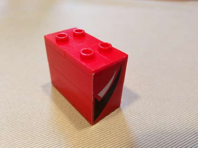 Lego Stickered Assembly 4 x 2 x 2 2/3 with White and Black V-Pattern on Both Sides (Stickers) - Set 8664