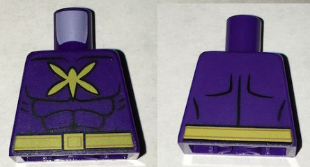 Lego Torso Batman Muscles Outline with Yellow Killer Moth Logo and Belt Pattern