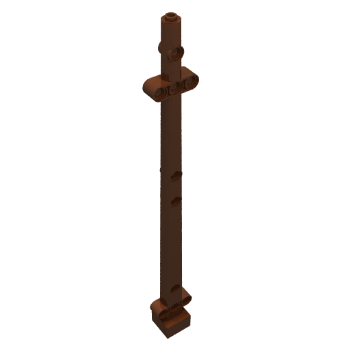 Lego Boat, Mast 2 x 2 x 20 with Holes - Side Aligned x shape Axle Hole, + Orientation / Reddish Brown