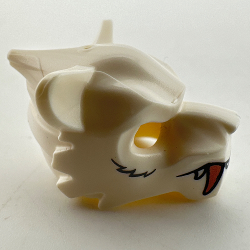 Lego Mask Tiger with White and Copper Fangs, Light Bluish Gray Lines Print / White