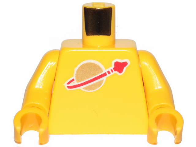 Lego Torso with Classic Space Logo High on Torso Pattern, Inside with Ribs (second reissue) / Yellow Arms / Yellow Hands