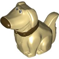 Lego Animal, Dog, Golden Retriever Sitting with Dark Brown Nose, Collar print (Dug) / Tan