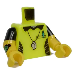 Torso, Dual Molded Arms, Referee Shirt, Whistle, Watch Print, Black Sleeves Pattern, Yellow Arms and Hands / Vibrant Yellow