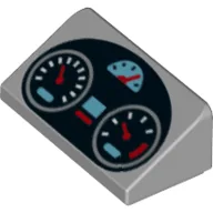 Brick Sloped 30° 1 x 2 x 2/3 with Dashboard, Speedometers Print / Light Bluish Gray