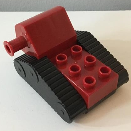 Lego Duplo Backhoe Caterpillar Base 4 x 5 x 3 with Black Undercarriage and Fake Treads / Dark Red