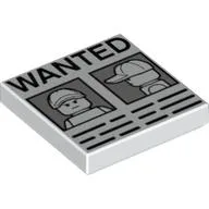 Tile 2 x 2 with 'WANTED' Minifig Front and Side Mugshots Poster Print / White