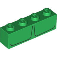 Lego Brick 1 x 4 with 2 Black Stripes Print (Hulk Top Torso) / Green