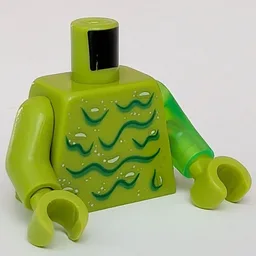 Torso, Odd Arms, Dark Green Slime Stripes, Glitter Print, Left Trans-Bright Green Arm, Right Lime Arm, Lime Hands / Lime