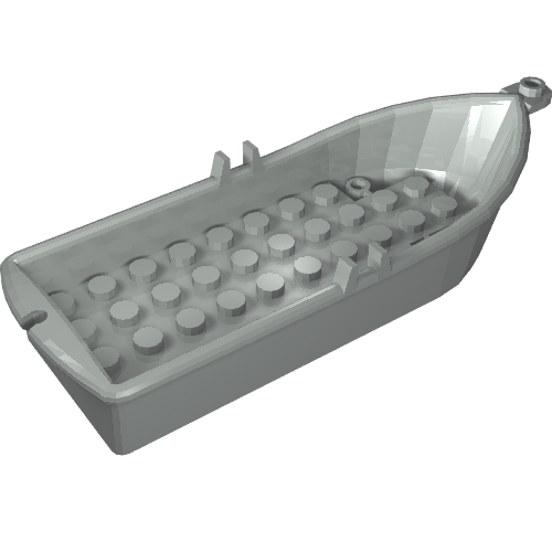 Lego Boat / Rowing Boat 14 x 5 x 2 with Oarlocks [2 Hollow Inside Studs] / Light Gray