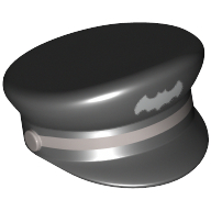 Lego Hat, Captain's Cap with Silver Batman Logo and Braid Print / Black