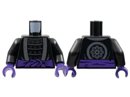 Torso Robe with Silver Hem over Armor, Dark Purple Sash, Flower Emblem on Back Pattern / Black Arms / Dark Purple Hands