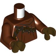 Lego Torso, Jawa Robe, Dark Brown Straps print, Reddish Brown Arms, Dark Brown Hands / Reddish Brown