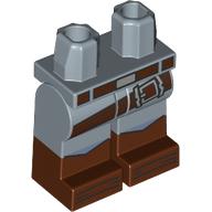 Lego Hips with Sand Blue Legs and Reddish Brown Boots Pattern with Reddish Brown Belt, Strap, Boots print / Sand Blue