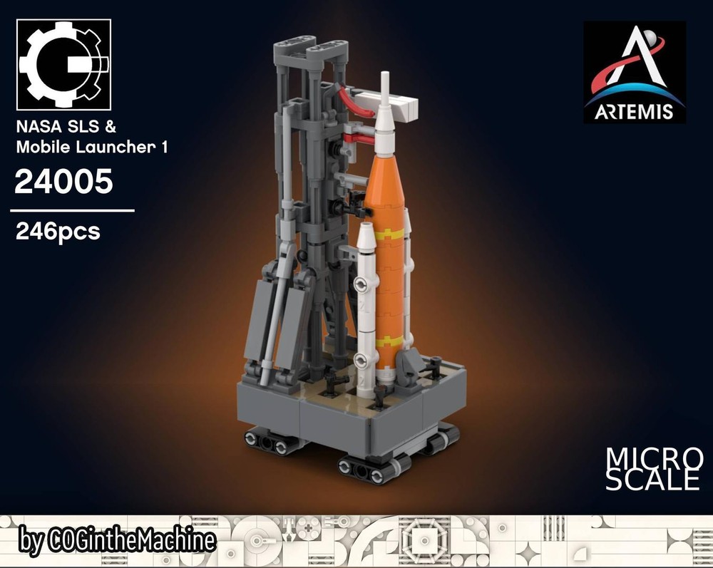Lego NASA Artemis SLS Rocket with Launch Tower in Micro scale